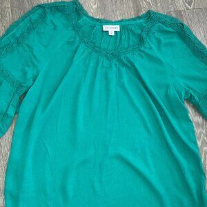 Teal cold shoulder gauze shirt